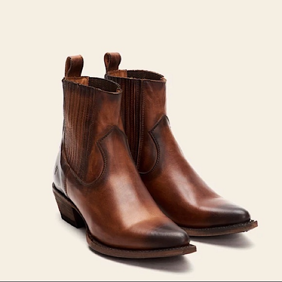 Frye Sacha Chelsea Cognac Leather Ankle Booties - Picture 7 of 16